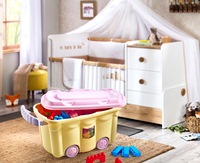 Afossa 50L Rectangulaire Empilable à Roulettes en PP Moulé par Injection Écologique Robuste Moderne Multifonctionnel pour Rangement de Jouets Familial
