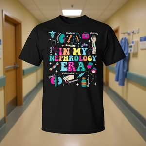 T-shirt da tecnico di nefrologia in stile retrò Groovy della mia era della dialisi - Abbigliamento promozionale divertente - Product Image 3