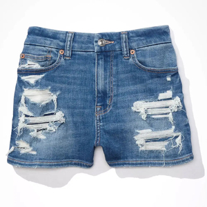 กางเกงยีนส์ขาสั้นทรงฮาเร็มเอวกลางสำหรับฤดูร้อน ผู้ชาย ผ้าแห้งเร็ว ระบายอากาศดี เป็นมิตรกับสิ่งแวดล้อม มีโลโก้ด้านหน้า สไตล์สตรีทแวร์ Ronpex - Product Image 5