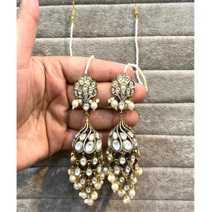 Pendientes de lujo de alta calidad Real Kundan Polki Pendientes chapados en oro para fiesta boda y pendientes tradicionales reales para mujer - Product Image 1