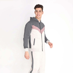 Survêtement élégant à capuche à blocs de couleurs pour hommes, doux et durable pour tous les jours, vêtements décontractés et activités athlétiques d'hiver, logo imprimé - Product Image 1