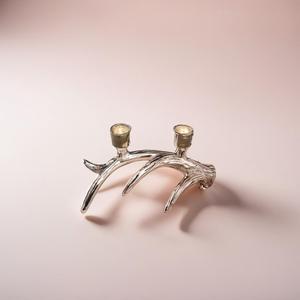 Vente chaude Argent Aluminium Poli Bougeoir À Deux Lumières Nouveau Design Antler Bougeoir En Métal pour La Maison Hôtel pour Noël - Product Image 3