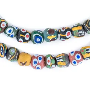 Cuentas de vidrio en polvo Krobo mixtas de Ghana, cuentas redondas sueltas de 8mm, 4mm y 10mm en colores negro, azul, rojo y verde para la fabricación de joyas - Product Image 1