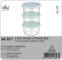Ensemble de 3 contenants de rangement en plastique PP Afossa, 700 ml, sans BPA, couvercles hermétiques, empilables, injection, design moderne, rangement alimentaire pour la cuisine