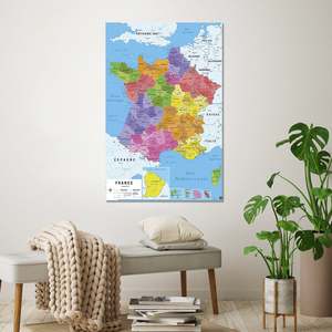 2017 France Map <b>Poster</b> Modern Design Style Black Frame for Wall Use Made of Paper - Product Image 2
