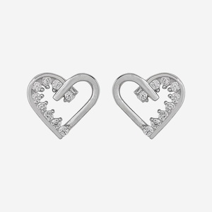 92.5 <b>Silver</b> <b>Stud</b> <b>Earrings</b> Heart Shaped 191573 for Gift - Product Image 4