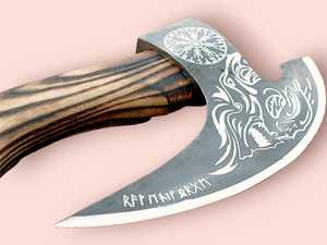 2025 Offre Spéciale Lame en acier au carbone personnalisable Hache à pizza avec manche en bois de rose Hache à pizza et gaine de transport en cuir - Product Image 3