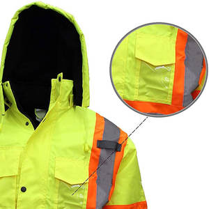 Gilet de sécurité pour adultes personnalisable, classe 3 ANSI, imperméable, manches longues, réfléchissant, vêtements pour hommes en polyester et coton, logo personnalisé - Product Image 6