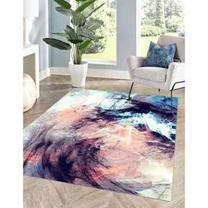 Tapis imprimé abstrait, noir, contemporain, moderne, cadeau pour elle, tapis gobelin - Product Image 4