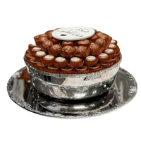 Plateau décoratif en aluminium pour le Ramadan de calligraphie arabe dorée sûr avec couvercle en verre utilisé pour l'occasion spéciale de l'Aïd d'Inde