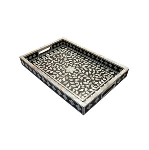 Plateau de service de luxe en nacre I Plateau de service en nacre incrustée Décoration d'intérieur de luxe I Plateau de service de cuisine - Product Image 1