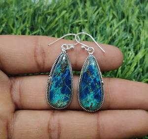 Boucles d'oreilles style bohème en argent faites à la main bijoux en argent sterling 925 Lapis pierres précieuses boucles d'oreilles tendance bijoux pour femmes cadeau pour elle - Product Image 3