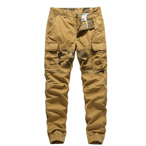 Pantalon cargo en toile décontracté pour homme, coupe droite, léger, de qualité supérieure, couleur foncée, écologique, respirant, finition effet vieilli, idéal pour l'atelier - Product Image 1