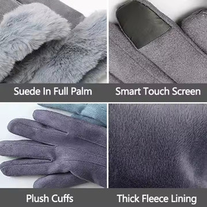Guantes para exteriores de estilo de moda de invierno personalizados Guantes de moda de cuero cálido de dedo completo guantes de vestir para mujer - Product Image 2