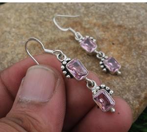 ต่างหูสไตล์โบฮีเมียนชุบเงินสเตอร์ลิง925แข็งอัญมณีอเมทิสต์พลอยธรรมชาติแบบมีฝาเป็นของครบรอบ - Product Image 5