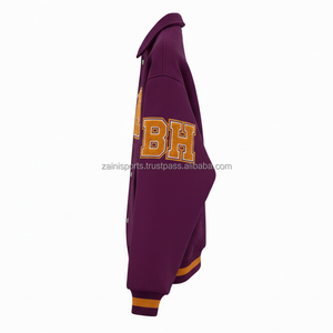 Chaquetas universitarias con bordado de logotipo personalizado para mujer, venta al por mayor, ropa de calle de béisbol, Mangas de cuero, prendas de vestir sólidas, chaqueta universitaria para mujer - Product Image 3