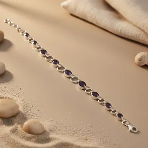 Bracelet ovale en iolite et topaze plaqué rhodium pour femme - Bijoux en or rose - Product Image 2