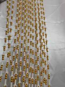 Wedding Stage Backdrop Tuberose Flower and Golden <b>Beads</b> Curtain Nikah Bride Partition Haldi Mehendi Backdrops - Product Image 2