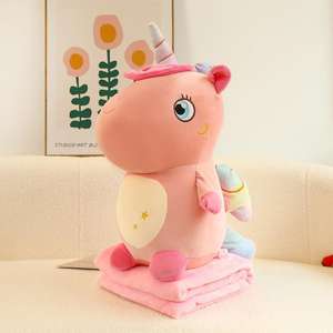 أحدث لعبة ديناصور وحيد القرن محشوة للجلوس مع وسادة للقيلولة وبطانية مدمجة، لحاف كرتوني للتكييف - Product Image 2