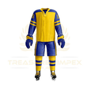 เสื้อฮ็อกกี้น้ําแข็งคุณภาพสูงเย็บปักถักร้อยชุดทีมที่กําหนดเองออกแบบใหม่ระเหิดเสื้อฮ็อกกี้น้ําแข็งและกางเกง - Product Image 4