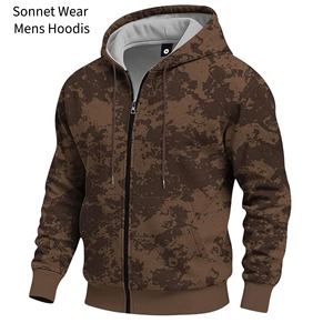 เสื้อสเวตเชิ้ตมีฮู้ดซิปแขนยาวลายพรางสำหรับผู้ชาย - Product Image 3