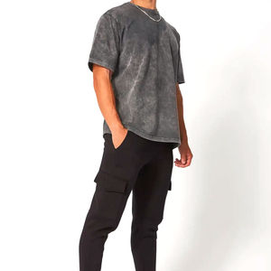 Camiseta vintage lavada con ácido para hombre, nueva moda personalizable, algodón de gran tamaño, manga larga, pantalones cortos lavados con ácido en blanco personalizados - Product Image 5