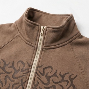 Conjunto de Dos Piezas para Mujer, Sudadera con Capucha y Cremallera de Algodón Grueso con Logotipo Personalizado, Pantalones Deportivos de Pierna Recta y Corte Recto, Lavado Ácido, Estilo Casual, Nuevo - Product Image 4