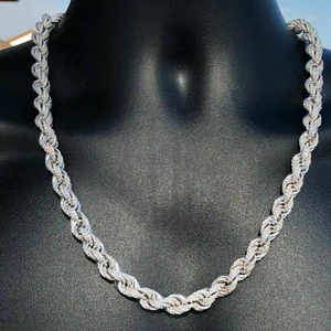 Solid 925 Sterling Silver Chain <b>Necklace</b> <b>for</b> <b>Men's</b> Moissanite <b>Diamond</b> Iced Out Hip Hop CZ Stone Chain <b>Necklace</b> - Product Image 2