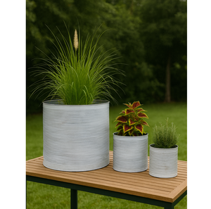 Juego de macetas de Metal acanalado galvanizado, macetas de 4 cubos para decoración de jardín interior y exterior - Product Image 1