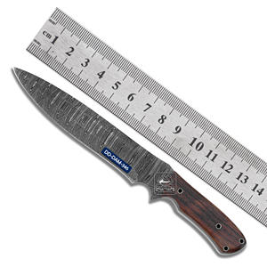 Customizable Handmade Hunting Knife DD-DAM-345 Damascus Steel Blade <b>Drop</b> Point Straight Edge Exotic Rosewood Handle Embossed - Product Image 2