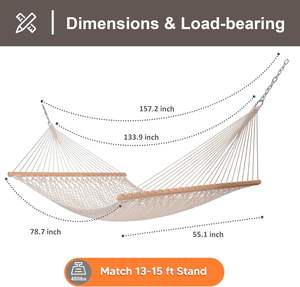 पोर्टेबल 2 व्यक्ति पारंपरिक रस्सी डबल हैममॉक पारंपरिक रस्सी डबल हैममॉक और आउटडोर फर्नीचर के लिए बैग ले जाने के लिए बैग ले जाना - Product Image 2