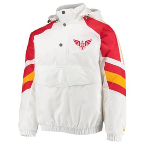 Men's Starter White Burgundy Washington <b>Football</b> Team Thursday Night <b>Lights</b> Raglan Half-Snap Hoodie Jacket - Product Image 4