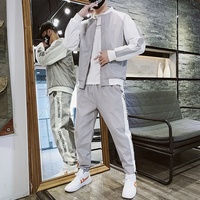 Sweat-shirt de sport pour homme, survêtement décontracté, fermeture éclair, vêtements d'entraînement, ensemble deux pièces