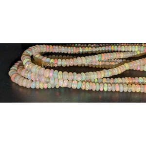 Perles d'opale de feu éthiopienne Welo AAA+ de 3-5 mm, perles rondes en pierres précieuses vertes, jaunes et blanches taillées pour la fabrication de bijoux - Product Image 1