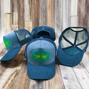 New Trends Black Custom Logo 5 Panel <b>Corduroy</b> Mesh Trucker <b>Caps</b> Hats Wholesale - Product Image 4