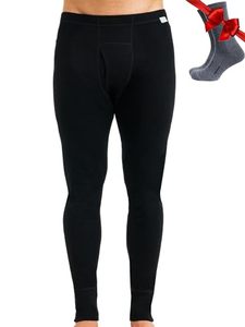 Ropa Interior Térmica de Merino y Calcetines de Lana para Hombre - <span class=keywords><strong>Calzoncillos</strong></span> <span class=keywords><strong>Largos</strong></span> Gruesos y Transpirables (Mediano 320 Negro) - Product Image 1