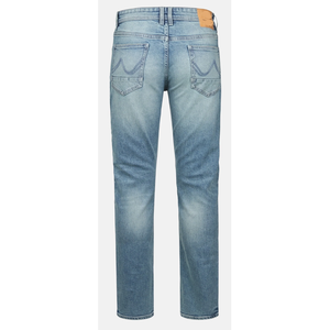 Jean en denim décontracté pour homme de haute qualité, coupe droite ample, taille mi-haute, en coton et élasthanne, délavage clair - Product Image 2