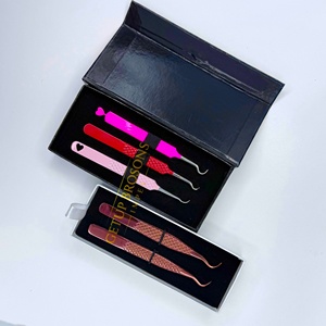 Cils en fibre de volume russe de précision anti-magnétique, pointe argentée, rose rouge, en acier inoxydable de haute qualité, 10 mm - Product Image 4