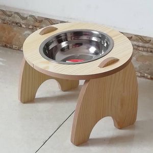Nouvel arrivage Bol d'alimentation en bois fait à la main pour chien et chat Mangeoire en bois personnalisée pour chat et chien Bol décoratif extérieur intérieur en bois pour animaux de compagnie - Product Image 1