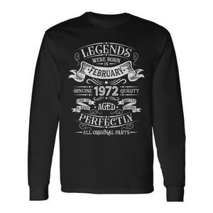 T-shirt a maniche lunghe per il compleanno di febbraio 1972: Leggende sono nate - T-shirt promozionale - Product Image 1