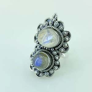 925 Sterling Silver Handmade Ring Rainbow Moonstone Labradorite Boho June Birthstone Jewelry Perfect Gift for Her Certified IGI - Product Image 5