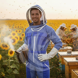 Chaqueta de Protección para Apicultura con Doble Cremallera y Velo Plegable, Ropa Protectora Transpirable Contra Abejas para Apicultores - Product Image 3