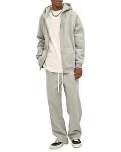 Survêtements unisexes personnalisés en molleton épais uni avec fermeture éclair, ensembles de sweat-shirts et de pantalons de survêtement pour hommes et femmes, pantalons de survêtement pour l'hiver - Product Image 1