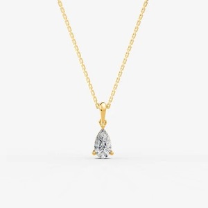 Encantador colgante clásico solitario con forma de pera y diamante cultivado en laboratorio de 0.77 quilates EF-VVS2 en oro macizo de 14K para bodas y fiestas. - Product Image 1
