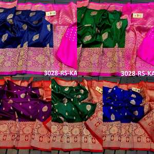 Sari di seta Katan indiani e pakistano che tessono sari di seta Jacquard con Butti All Over - Product Image 2