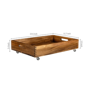 Vietnamese Manufacture Natural Wooden Pallet <b>Toy</b> Bin Bedroom Organizer Rectangle Underbed Storage with Wheels Wholesale Price - Product Image 4