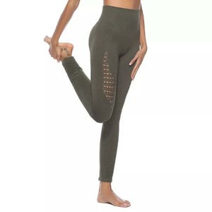Leggings pour Femmes Pantalon de Compression Gym Fitness Sans Couture Spandex Polyester Logo Personnalisé Couleur Solide Taille Haute Legging Femme 2025 - Product Image 2