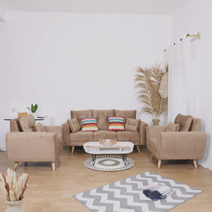 Kobe 311 Ensemble de canapés 3 pièces minimaliste et moderne Design élégant en tissu pour le confort de la maison Meubles de salon Petits appartements - Product Image 1