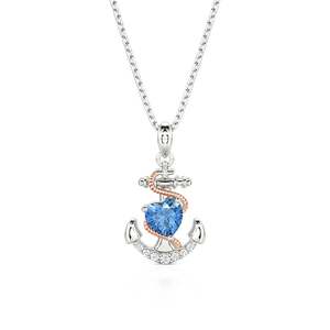 Collier personnalisé Jeulia avec ancre nautique et pierre de naissance en forme de cœur - Product Image 1