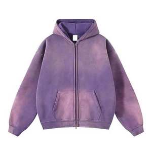 Fabricante de Ropa Urbana, Sudadera con Capucha y Cremallera, Efecto Desgastado por el Sol, Sudaderas con Logotipo Personalizado OEM, Sudadera Vintage de Algodón Lavado al Ácido para Hombre - Product Image 6